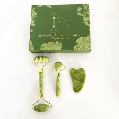 Podnoszenie twarzy Dwustronny Jade Roller Maszer do naturalnego piękna i podnoszenia twarzy