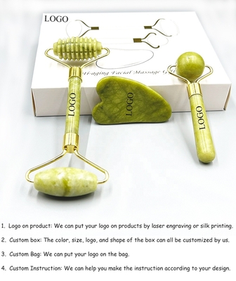 Przeciwstydzenie starzeniu Naturalny Kamień Różowy Biały Mini Skóra Twarzowa Niestandardowa Pudełka Magnetyczna Opakowanie Zielony Jade Roller