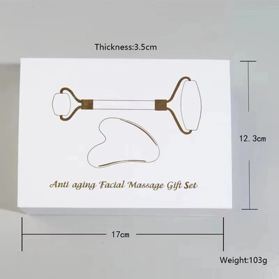 OEM/ODM Rose Quartz Jade Roller Facial Stone Massager Set z olejem surowicowym i Gunsha
