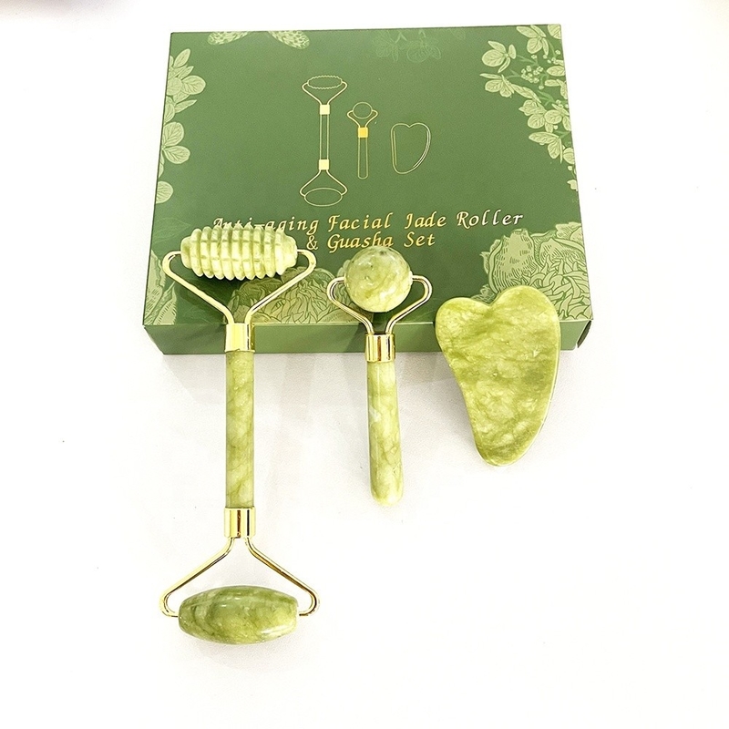 Przeciwstydzenie starzeniu Naturalny Kamień Różowy Biały Mini Skóra Twarzowa Niestandardowa Pudełka Magnetyczna Opakowanie Zielony Jade Roller