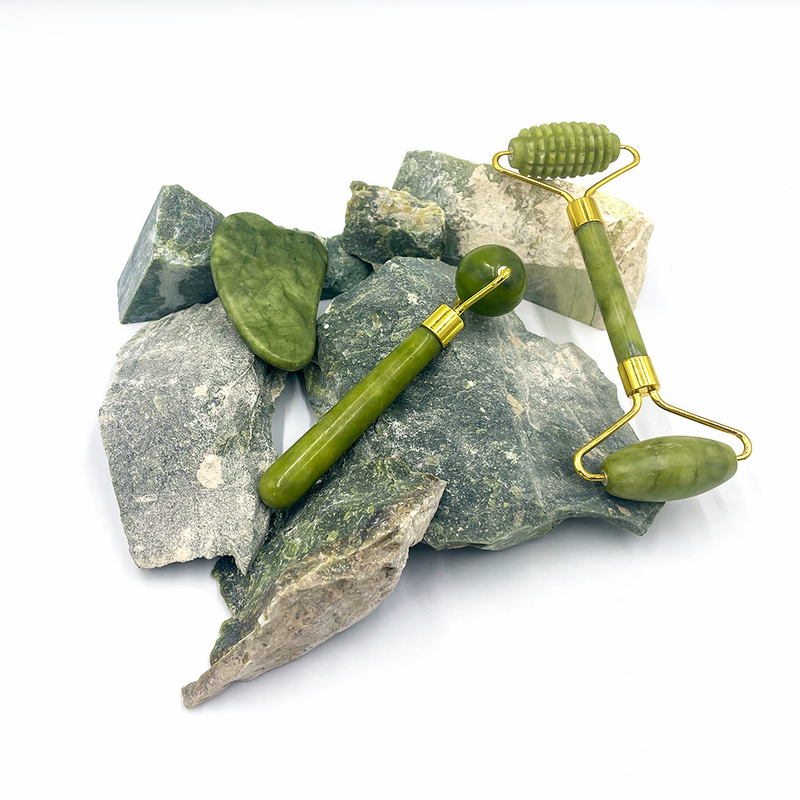 2024 Podwójne głowy Xiuyan Stone Jade Roller i Gua Sha Set do pielęgnacji skóry wodoodporne Tak